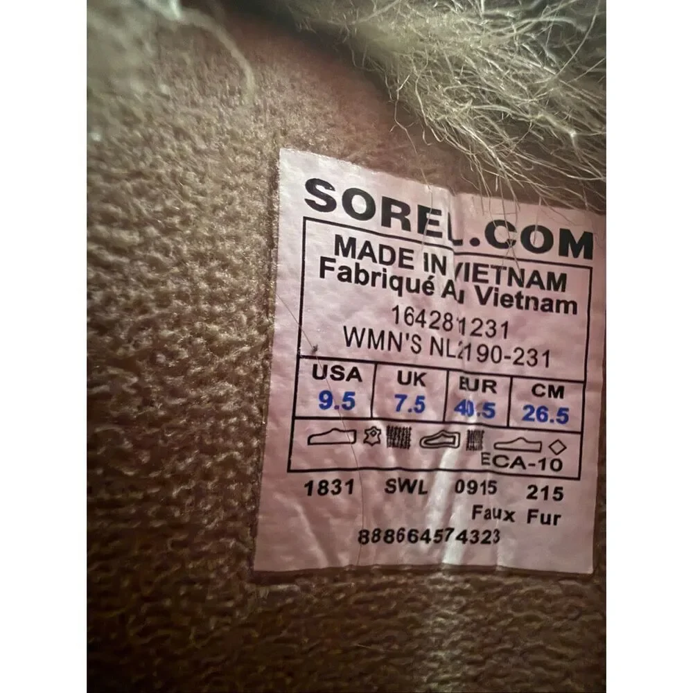 Sorel Tofino Brown Orange Fur Lined Snow Boots size 9.5